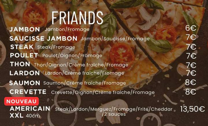 Menu Friands