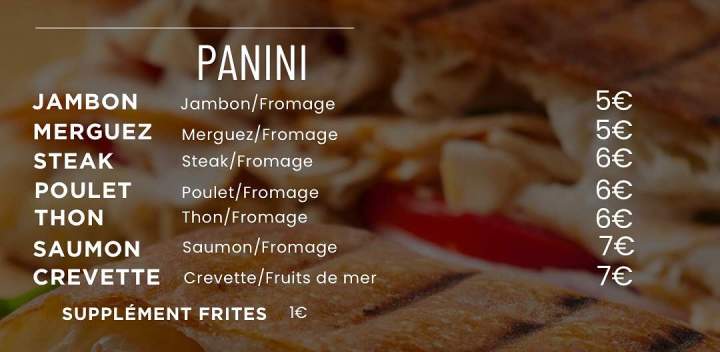 Menu Panini